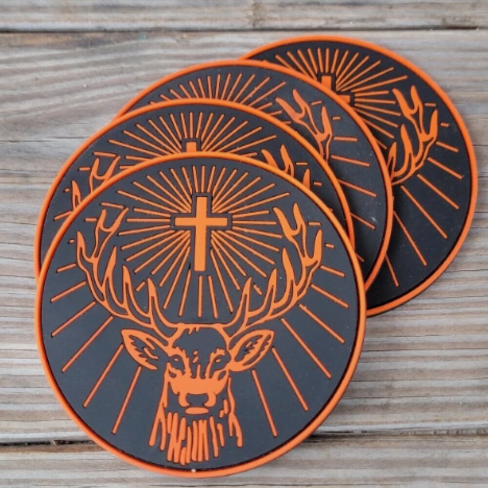 Jagermeister Stag Head Rubber Drip Mat Beer Coasters 4pcs New, Never Used